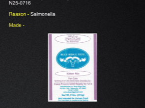 Blue Ridge Beef Cat Food Recall