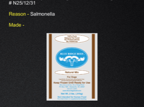 Blue Ridge Beef Dog Food Recall