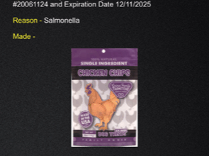 Gaines Family Farmstead Dog Treat Recall