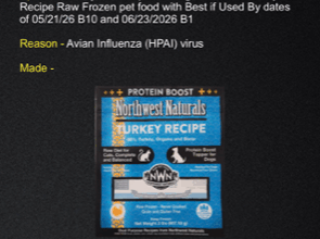 Northwest Naturals Pet Food Recall