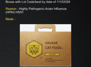 Savage Cat Food Recall | March 2025